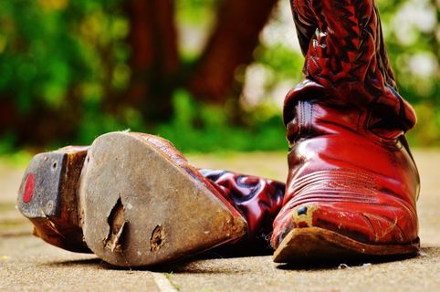 牛仔靴，皮革，已过期，80S，复古，靴子，旧