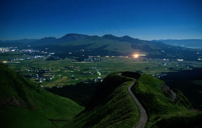 日本，阿苏，熊本，火山，索马，夜，明星，天空
