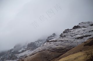 山，雪，季节，秋季，冬天，岩石