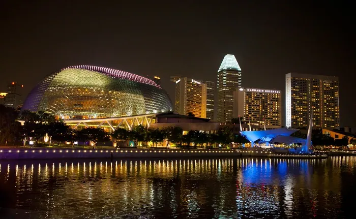 新加坡，商业，夜景，海，城市，建筑物
