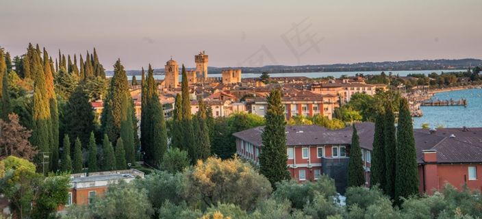 日落，加尔达湖，意大利，景观，水，夏天