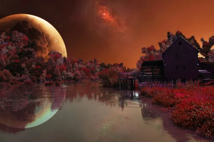 Photoshop，背景，水，行星，治疗