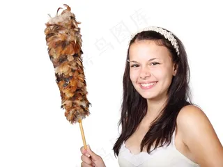 刷子，清洁，清洁，可爱，鸡毛，羽毛，女性