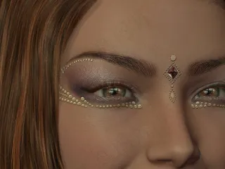 女人，化妆，头，眼睛，美女，面对珠宝，金