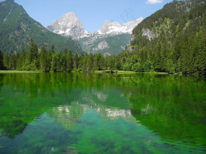 水域，湖，绿色，高山，山，景观