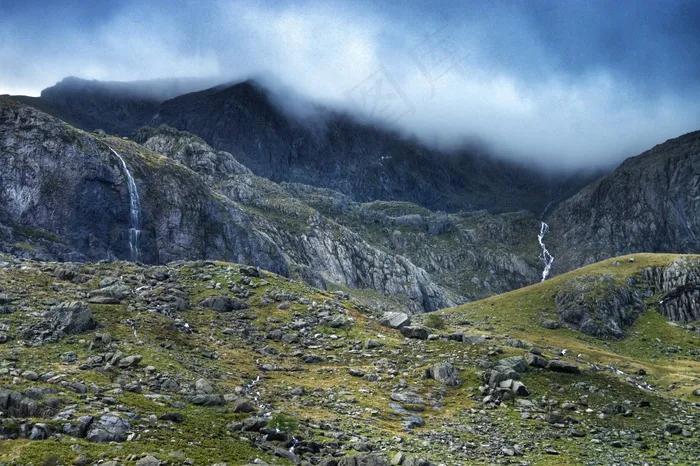 山峦,冰雪,湖泊,峡谷,风景,景观山自然云