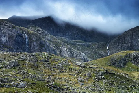 山峦,冰雪,湖泊,峡谷,风景,景观山自然云
