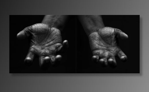 手，手掌，黑色和白色