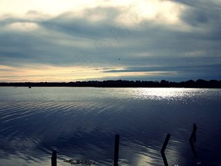 金，秋，性质，湖泊，天空，云，水