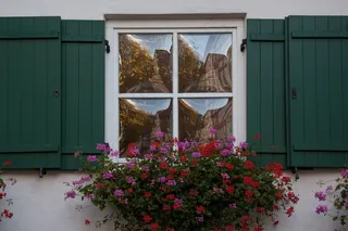 家用，旧，窗户，Gwölbtes玻璃窗，镜像