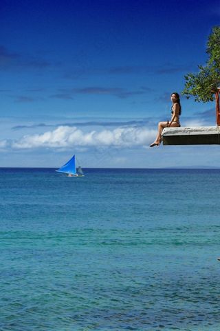 海，风景，蓝天，白云，波浪