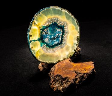 玛瑙片，蓝色，关闭，浅色