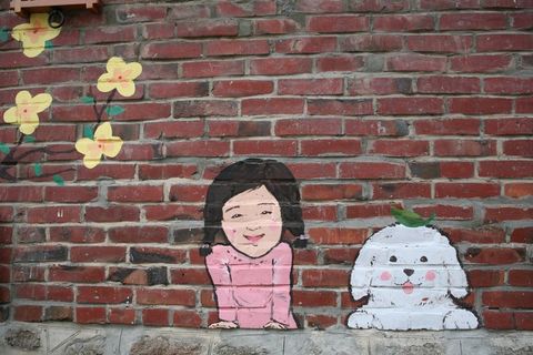 壁画，人物，红砖