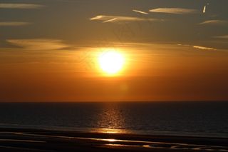 日落，海，暮光之城，晚上