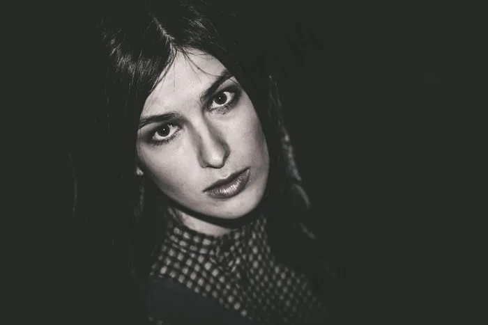 模型，女孩，连衣裙，视图，美女，黑暗的背景