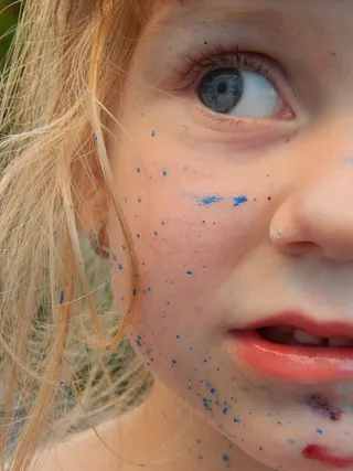 游戏，脸，颜色，儿童，女孩，肖像，油漆