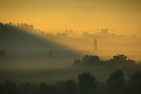 雾，早晨的阳光，背光，Morgenstimmung，日出