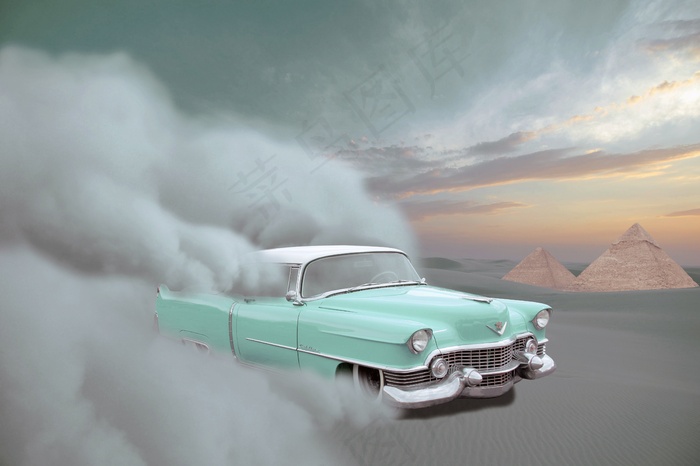 汽车，凯迪拉克，沙漠，沙，沙尘暴，金字塔
