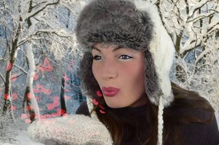 女人，冬天，心，景观，雪，漂亮，下雪了