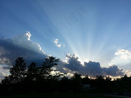 太阳，光线，灵感，天空，光，日落，美女