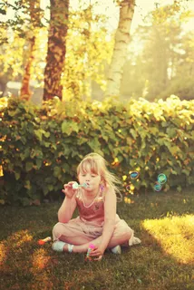 女孩，夏天，肥皂泡，乐趣，播放，男子