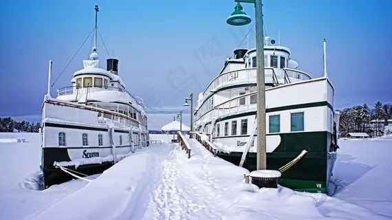 安大略省，加拿大，Muskoka，冬季，船舶，湖泊，冰