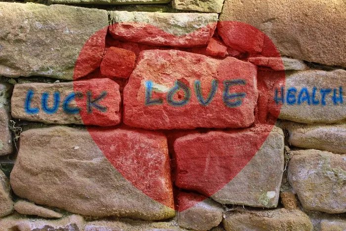 心，爱情，运气，祝福你，石头，墙，浪漫