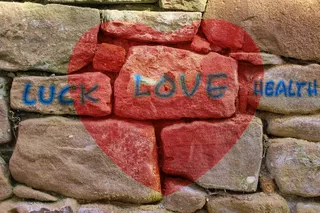 心，爱情，运气，祝福你，石头，墙，浪漫