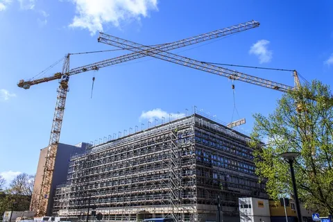 起重机，Baukran，负荷起重机，建造，现场，提升负荷