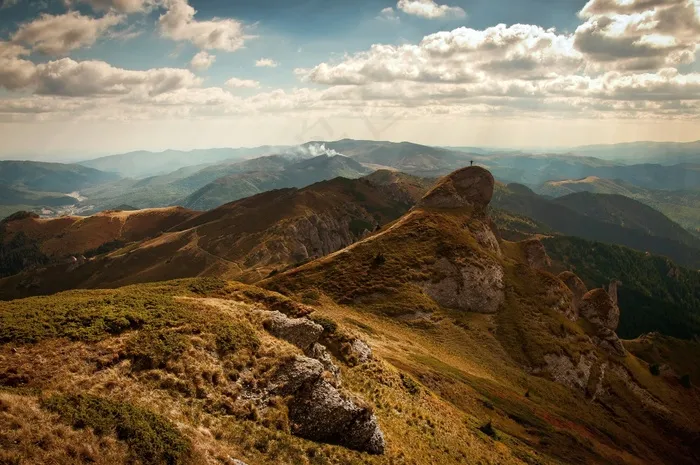 山，高峰，山顶，丘陵，一个人，孤独