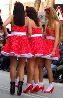 嘉年华，面具，游行，服装，女孩，裙子，红色