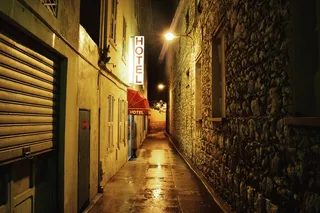 胡同，酒店，夜，路灯，镇，村庄