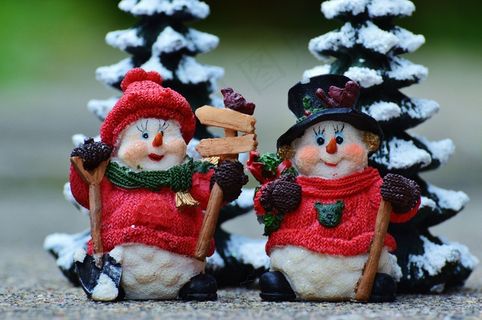 冬季，雪人，图，雪，雪人，寒冬，装饰