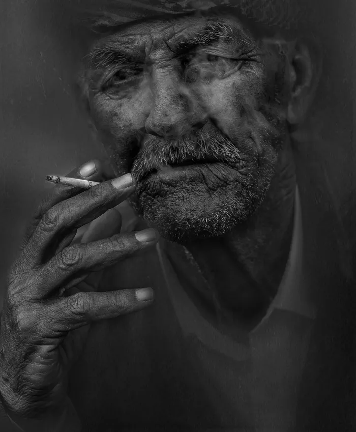 吸烟者，男子，吸烟，香烟，老，老人，肖像
