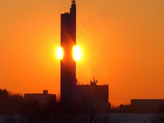 Sonnenkugel，热，火热，日落，切成两半