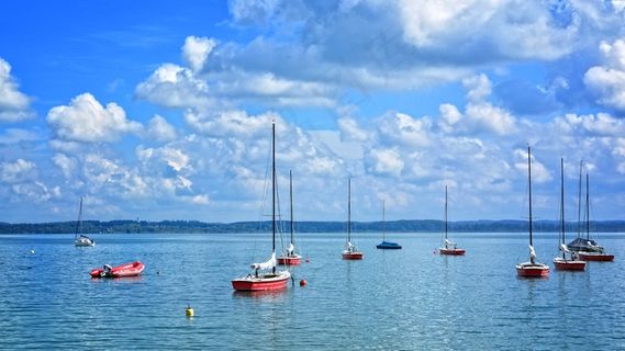 帆船，港口，船，桅杆，桅杆，湖