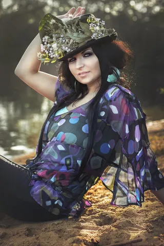 美女，女人，花帽，帽，化妆品，运气