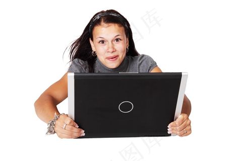 门铃,电脑,音响,手写板,手机贴膜,笔记本电脑的年轻女子的画像