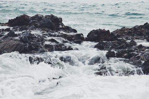 海洋，海，波浪，水，岩石