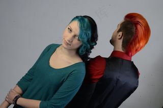 女人，男人，头发，人类，男人和女人，人，朋克