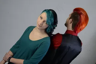 女人，男人，头发，人类，男人和女人，人，朋克