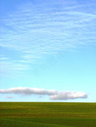 田野，草地，云，景观，天空，草，夏天