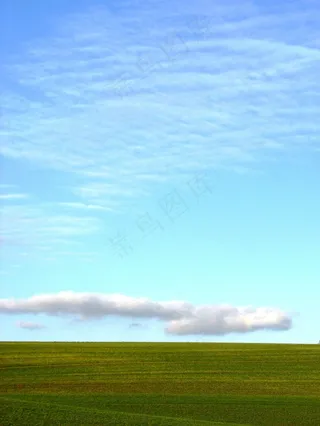 田野，草地，云，景观，天空，草，夏天