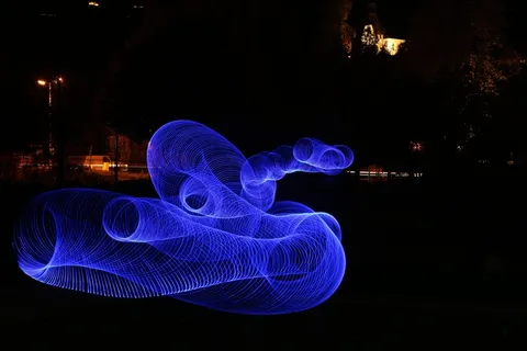 光，夜，蓝色，照明，灯光，黑暗