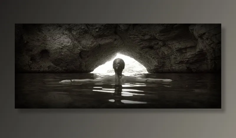 石窟，海洋，洞穴，水，岩，景观，女人