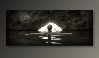 石窟，海洋，洞穴，水，岩，景观，女人