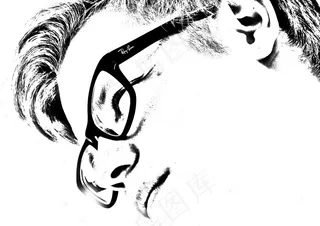 卡通动漫人物,绘画,图画,工笔画,自行车,黑白肖像的眼镜的男人