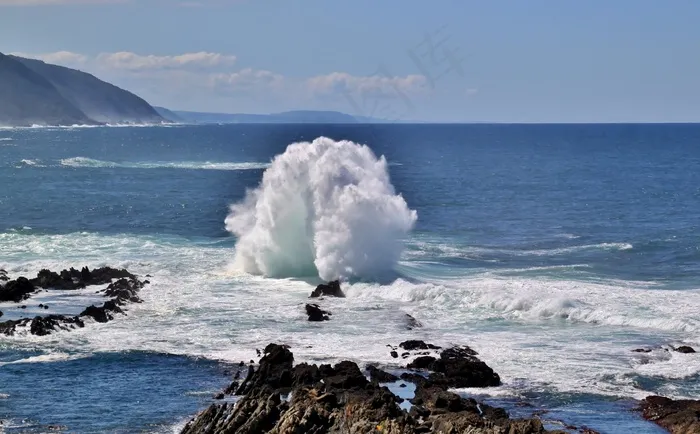 沧海，波，海滩，水机，海洋，海洋，海岸，喷雾