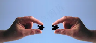 手，保持，拼图，手指，适合，插入，处理