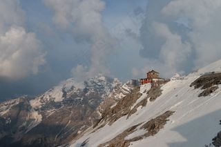 建筑，顶部，高峰，山，高山，棚屋，首脑会议